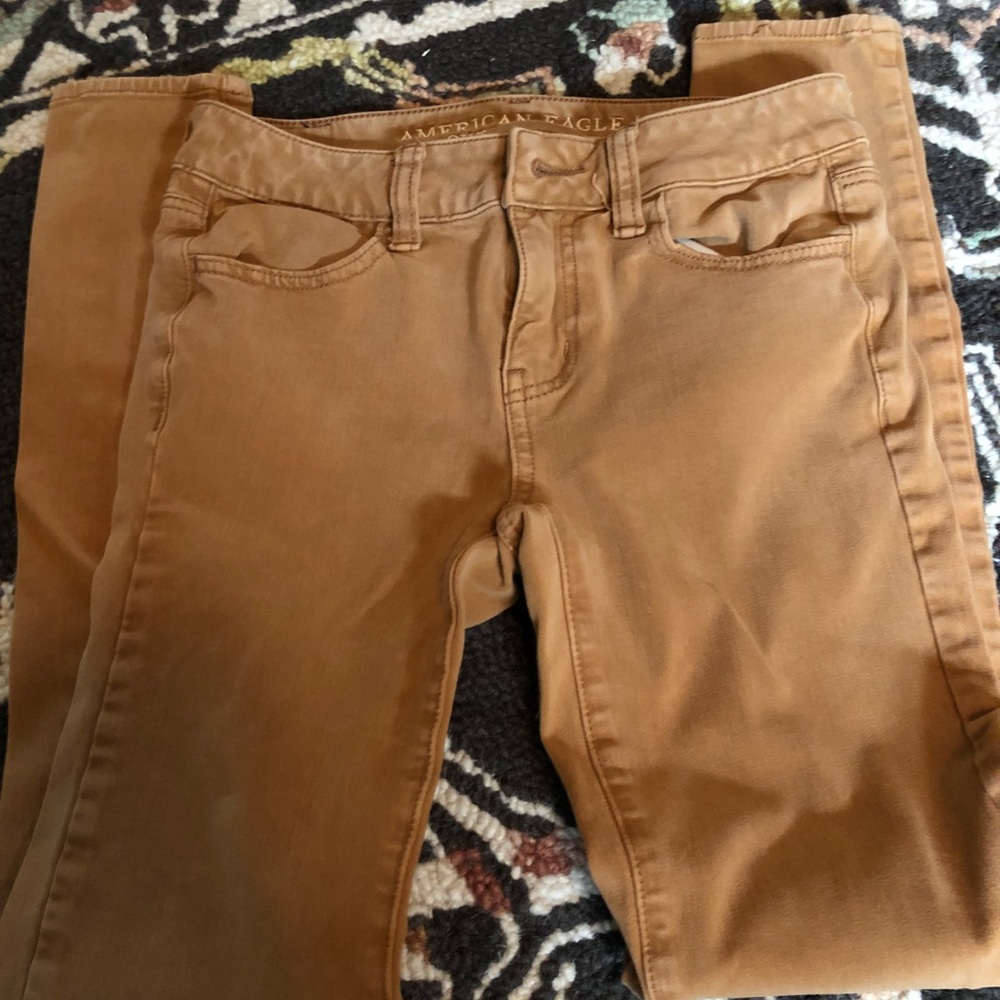 American Eagle tan skinny jeans